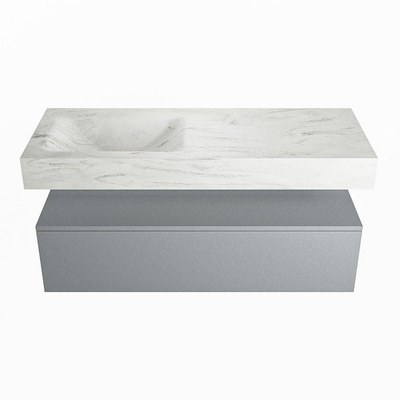MONDIAZ ALAN - DLUX Badkamermeubelset - 120cm - onderkast - Plata - 1 lade - vrijhangende wastafel - wasbak links - 1 kraangat - Opalo