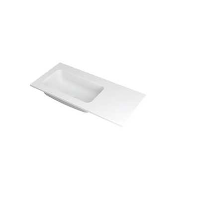 INK Faktor Lavabo à encastrer 100x45x1.5cm polystone gauche sans trou de robinet Blanc mat