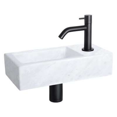 Differnz Helios pack lave-mains – 37,5 x 18,5 x 9,5 cm – perçage à droite – robinet courbé noir mat