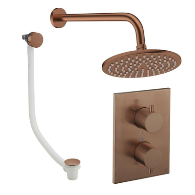 Crosswater MPRO inbouw regendoucheset – Ø20 cm hoofddouche – zonder handdouche – 2 hendels – badafvoer – brons geborsteld