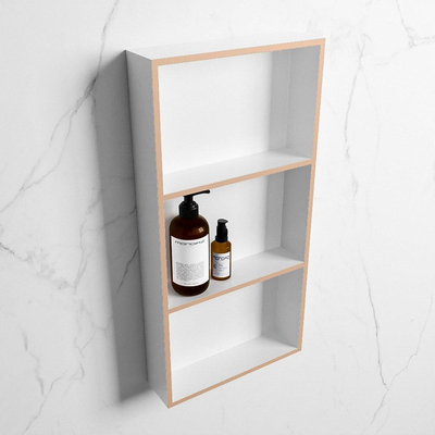 Mondiaz EASY Niche salle de bains - 59.5x8x29.5cm - à encastrer ou à monter - 3 compartiments - Rosee | Talc