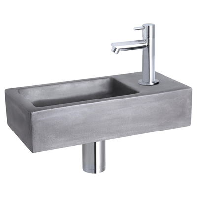 Differnz Ravo pack lave-mains – 38,5 x 18,5 x 9 cm – béton gris foncé – robinet droit chromé