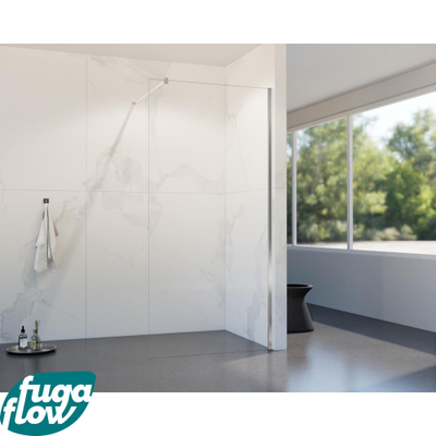 FugaFlow Eccelente Vetro inloopdouche badkamer - 80x200cm - helder glas - wandarm - chroom