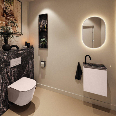 MONDIAZ TURE-DLUX 40cm toiletmeubel Rosee. EDEN wastafel Lava positie rechts. Met 1 kraangat.
