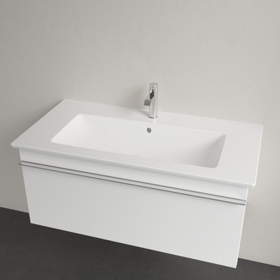 Villeroy & Boch venticello meubelwastafel - met wasbak midden - 1 kraangat doorgestoken - 100x50cm (geschikt - voor 3 kraangaten) - met overloop CeramicPlus - Stone White (mat wit)