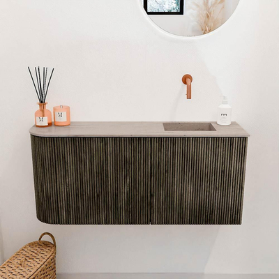 Mondiaz JOYA-DLUX 91.6cm toiletmeubel - ronding links kleur Shadow - Wastafel FAYE positie Rechts Zonder kraangat kleur Saba.