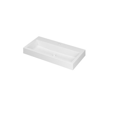 INK Momento wastafel - 90x45x9cm - 1 wasbak - 1 kraangat - polystone wit mat