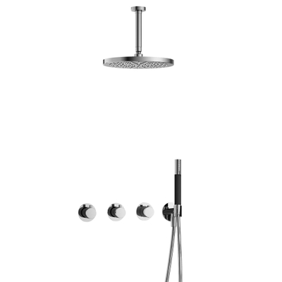 Hotbath Cobber IBS70 Regendoucheset - inbouw - 15cm plafondarm - 30cm ronde hoofddouche - staafhanddouche - hoogglans chroom