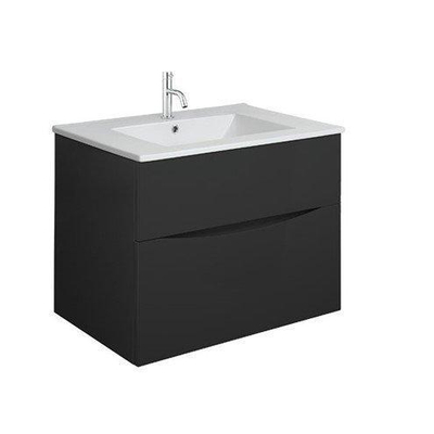 Crosswater Glide II Meuble sous lavabo - 70x45x52cm - 2 tiroirs - sans poignée - fermeture douce - noir mat