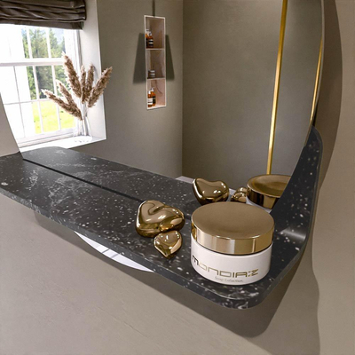 Mondiaz SPOT miroir – Ø 50 cm – avec tablette – Lava (marbre noir)