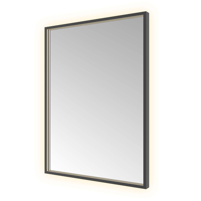 Hotbath &MORE Spiegel - 60x80cm - direct en indirect LED - color changing - spiegelverwarming - met afstandsbediening - PVD - geborsteld zwart