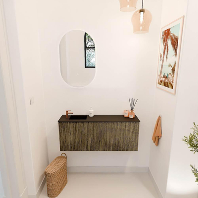 Mondiaz JOYA 100cm toiletmeubel - kleur Dusk - Wastafel FAYE positie Links 1 kraangat kleur Urban.
