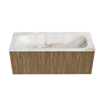 Mondiaz KURVE-DLUX Badkamermeubelset - 110x46x40cm - 1 lade - wastafel solid surface - midden - 1 kraangat - Dusk