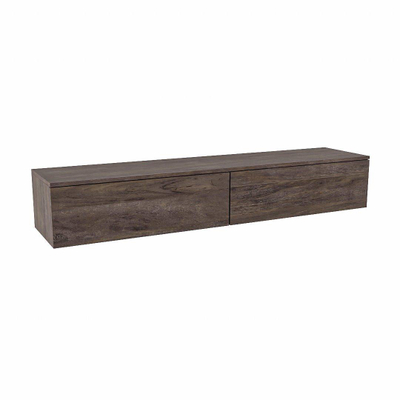 MONDIAZ ALAN MODULE Meuble sous-lavabo - 180x45x30cm - 2 tiroirs - push to open - Mélamine - Brun foncé mat