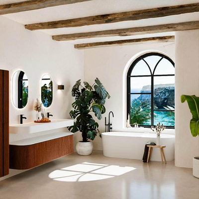 MONDIAZ THOR 180cm meuble de salle de bains arrondi gauche + droite couleur Ruby avec 2 tiroirs et 2 portes. Vasque suspendue CLOUD Double 2 trous de robinet couleur Talc.