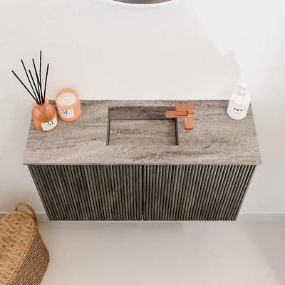 Mondiaz JOYA-DLUX Meuble de salle de bains 70cm - couleur Shadow - Vasque FAYE position Milieu 1 trou de robinet couleur Oza