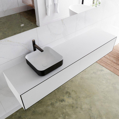 Mondiaz Lagom Meuble salle de bains 180x30.9x45cm Solid Surface Urban 2 tiroirs avec lavabo BINX vasque à poser Gauche 1 trou de robinet