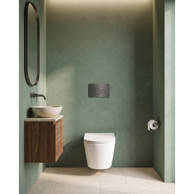 QeramiQ Dely Pack WC - réservoir encastré Geberit UP720 - plaque de déclenchement blanche - abattant WC softclose 35 mm - blanc mat