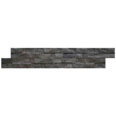 Kerabo Wandtegel steenstrip Rock Black 7,5x38,5 cm Natuursteen look Mat Zwart