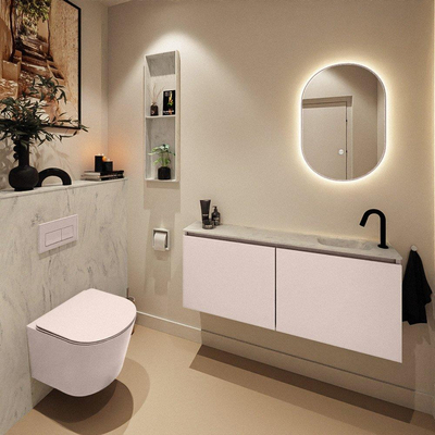 MONDIAZ TURE-DLUX Meuble toilette - 120cm - Rosee - EDEN - vasque Opalo - position droite - 1 trou de robinet