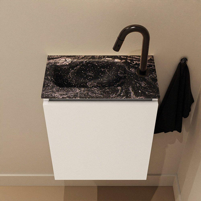 MONDIAZ TURE-DLUX 40cm toiletmeubel Talc. EDEN wastafel Lava positie links. Met 1 kraangat.