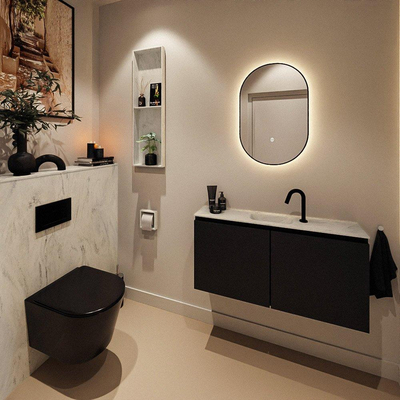 MONDIAZ TURE-DLUX 100cm toiletmeubel Urban. EDEN wastafel Opalo positie midden. Met 1 kraangat.