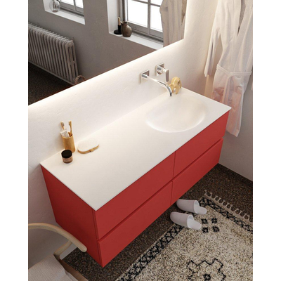 Mondiaz VICA ensemble de meuble de salle de bain - 120cm - meuble sous-vasque fire - 4 tiroirs - lavabo moon droite - sans trou de robinet XL version 60cm haut