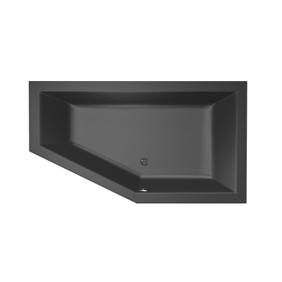 Xenz Society 160 ligbad - 160x90cm - met overloop - zonder afvoer - Hoekopstelling rechts - Acryl - Ebony mat