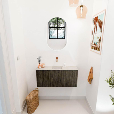 Mondiaz JOYA-DLUX 90cm toiletmeubel - kleur Shadow - Wastafel FAYE positie Midden Zonder kraangat kleur Ostra.