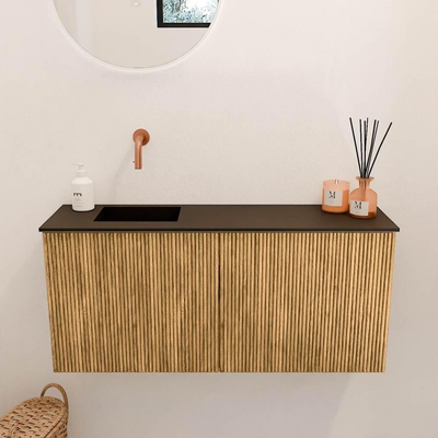 Mondiaz JOYA 90cm toiletmeubel - kleur Oak - Wastafel FAYE positie Links Zonder kraangat kleur Urban.