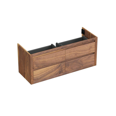 Forzalaqua Gela 2.0 Meuble sous-lavabo 140x51x60cm avec 4 tiroirs à fermeture douce sans poignées Chêne massif Pure Walnut