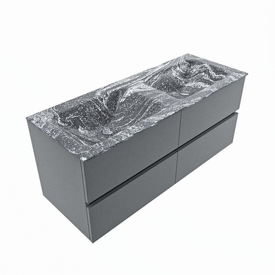 Mondiaz VICA-DLUX ensemble de meuble de salle de bain - 120cm - meuble sous-vasque plata - 4 tiroirs - lavabo encastrée cloud double - sans trous de robinet - version haute de 60cm - lave