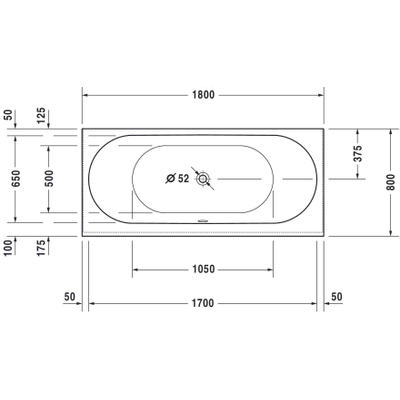 Duravit Darling New kunststof bad acryl rechthoekig met 2 rugsteunen 180x80x48cm zonder poten wit