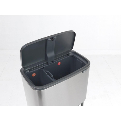 Brabantia Bo Touch Bin Afvalemmer - 11+23 liter - 2 kunststof binnenemmers - matt steel fingerprint proof