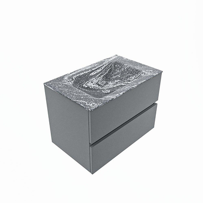 Mondiaz VICA-DLUX Ensemble de meuble de salle de bain - 70cm - meuble sous-vasque plata - 2 tiroirs - lavabo encastrée cloud milieu - sans trous de robinet - version haute de 60cm - lave