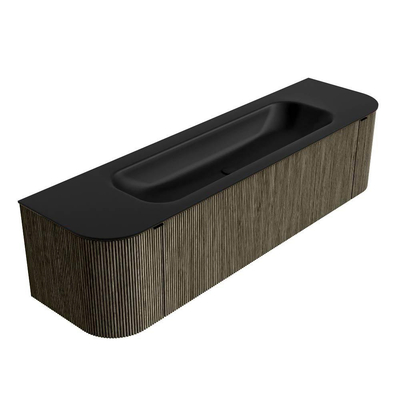 Mondiaz KURVE Badkamermeubelset - 170x46x40cm - 1 lade - 2 deuren - wastafel solid surface - midden - zonder kraangat - Shadow