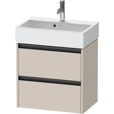 Duravit Ketho 2 Meuble sous-lavabo - 2 tiroirs - 58.4x39x54.9cm - poignées anthracite - taupe mat