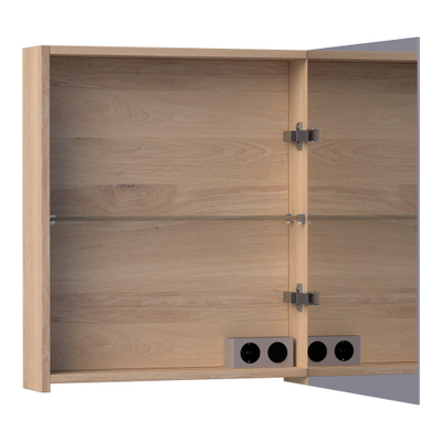 BRAUER Impress armoire de toilette - 60x70x15cm - sans éclairage - avec 1 porte de miroir double face s'ouvrant vers la droite - chêne à lamelles naturel