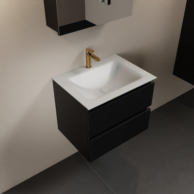 Mondiaz AIVY Ensemble de meuble - 60x45x50cm - 1 trou de robinet - 1 vasque talc Solid surface - Centre - 2 tiroirs - avec armoire de toilette - MDF Urban