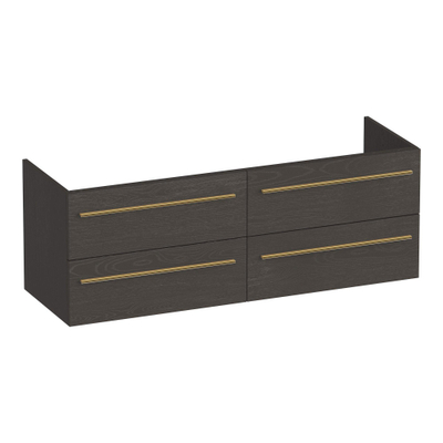 BRAUER Trust wastafelonderkast 140 excl. opbouwgrepen 4 softclose lades en 2 sifon uitsparingen - Timber Anthracite