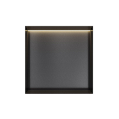 Hotbath &MORE Boîte encastrée ou niche encastrée - 30x30x10 - sans cadre + LED - noir brossé PVD