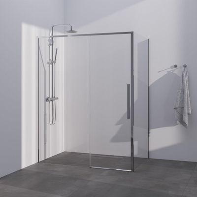 BRAUER Season cabine de douche - 160x80x200cm - porte coulissante - verre clair - réversible - traitement du verre - chrome