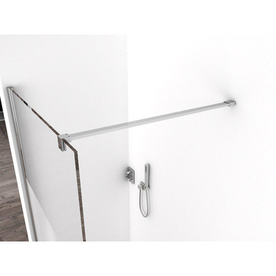 Wiesbaden Partly Douche à l'italienne 120x200cm verre 10mm NANO avec une partie satinée avec profil mural aluminium argent