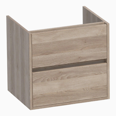 BRAUER Adore wastafelonderkast - 60x46x55cm - 2 softclose lades - greeploos - 1 sifon uitsparing - Sunlit