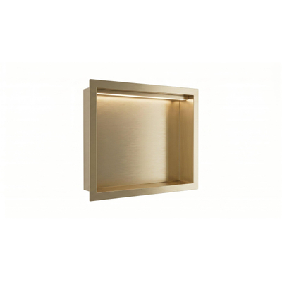 Fortifura Galeria Inbouwnis - 30x30x7cm - LED verlichting - geborsteld messing (goud)