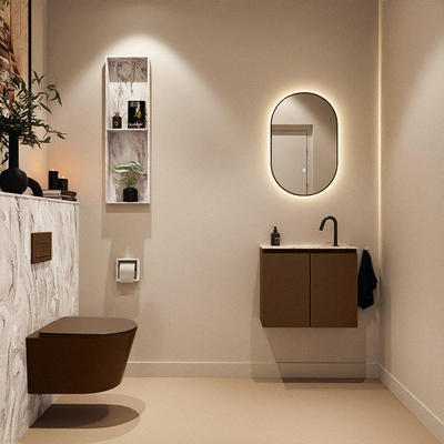 MONDIAZ TURE-DLUX 60cm toiletmeubel Rust. EDEN wastafel Glace positie midden. Met 1 kraangat.