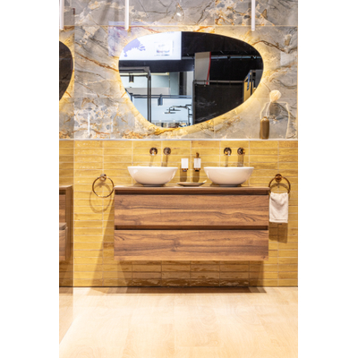 BRAUER Organic Miroir avec éclairage LED autour asymétrique 120x80cm intensité réglable avec télécommande