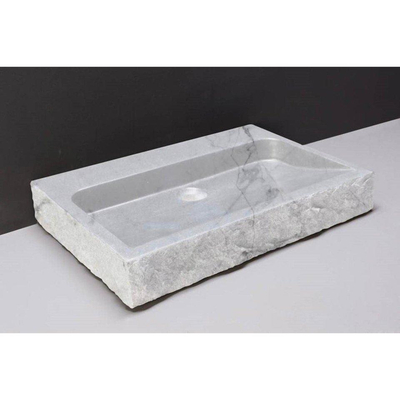 Forzalaqua Palermo lavabo 100.5x51.5x9cm Rectangulaire 2 trous de robinet Pierre naturelle Carrara poli & taillé