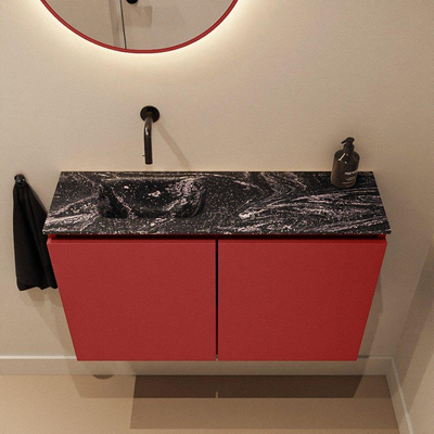 MONDIAZ TURE-DLUX 80cm toiletmeubel Fire. EDEN wastafel Lava positie links. Zonder kraangat.
