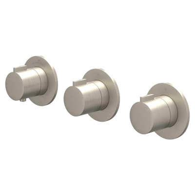 IVY Pact Ensemble de douche de tête - encastré - symmetry - 2 robinets d'arrêt - bras de plafond 30cm - pomme de douche principale medium 25cm - support avec sortie - flexible de douche 150cm - douchette à main bâton - Nickel brossé PVD